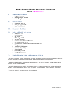 Health Sciences Division Policies and Procedures  2012-2013 (Revised 12-1-12)