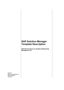 SAP Solution Manager Template Description  SAP Best Practices for Supplier Relationship