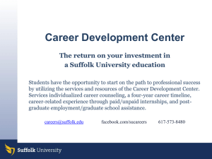 Career Development Center The return on your investment in