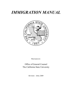 IMMIGRATION MANUAL  Office of General Counsel The California State University