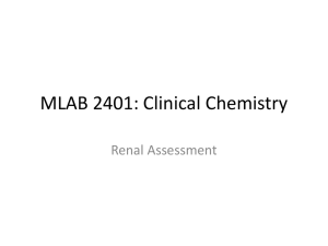 MLAB 2401: Clinical Chemistry Renal Assessment