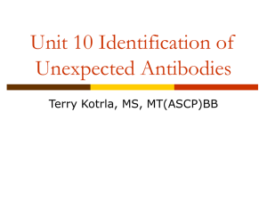 Unit 10 Identification of Unexpected Antibodies Terry Kotrla, MS, MT(ASCP)BB