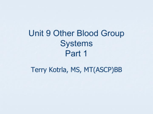 Unit 9 Other Blood Group Systems Part 1 Terry Kotrla, MS, MT(ASCP)BB