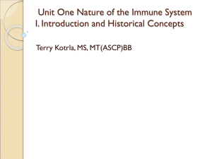 Unit One Nature of the Immune System Terry Kotrla, MS, MT(ASCP)BB