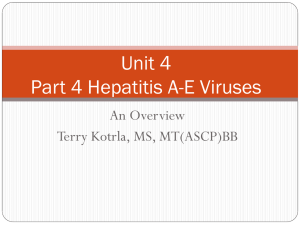 Unit 4 Part 4 Hepatitis A-E Viruses An Overview Terry Kotrla, MS, MT(ASCP)BB