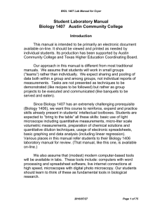 Student Laboratory Manual Biology 1407   Austin Community College