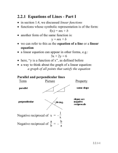 2.2.1  Equations of Lines - Part I