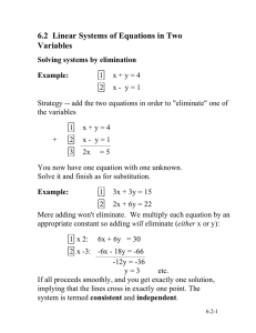 6.2  Linear Systems of Equations in Two Variables