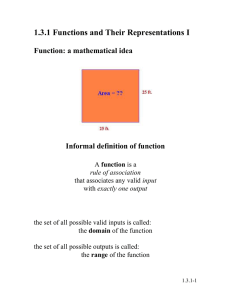 1.3.1 Functions and Their Representations I  Function: a mathematical idea