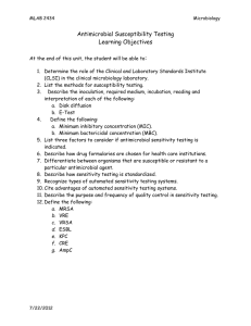 Antimicrobial Susceptibility Testing Learning Objectives  :