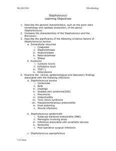 Staphylococci Learning Objectives