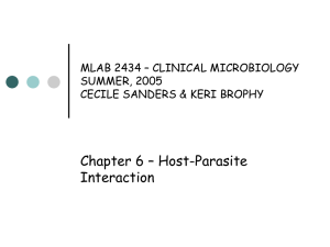 Chapter 6 – Host-Parasite Interaction MLAB 2434 – CLINICAL MICROBIOLOGY SUMMER, 2005