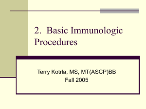 2.  Basic Immunologic Procedures Terry Kotrla, MS, MT(ASCP)BB Fall 2005