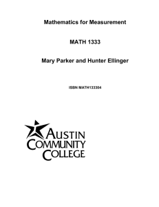 Mathematics for Measurement  MATH 1333 Mary Parker and Hunter Ellinger