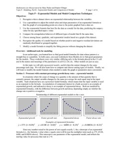 Topic P – Exponential Models and Model Comparison Techniques