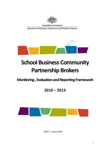 School Business Community Partnership Brokers Monitoring , Evaluation and Reporting Framework