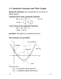 1-4  Quadratic Functions and Their Graphs