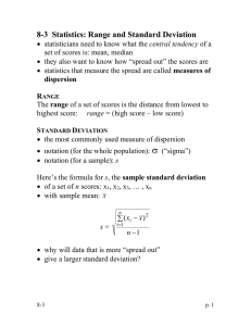 8-3  Statistics: Range and Standard Deviation