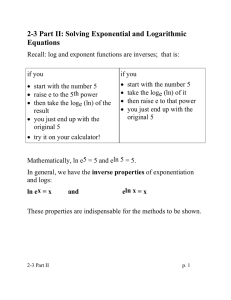 2-3 Part II: Solving Exponential and Logarithmic Equations