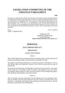 LEGISLATION COMMITTEE OF THE CROATIAN PARLIAMENT 2300