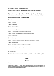 Act on Processing of Personal Data