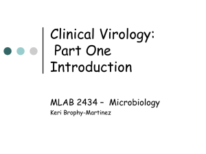 Clinical Virology: Part One Introduction MLAB 2434 – Microbiology