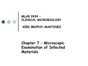 Chapter 7 – Microscopic Examination of Infected Materials MLAB 2434 –