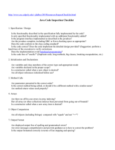 Java Code Inspection Checklist