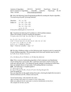 Analysis of Algorithms CSE 5211 Fall 2012 Final Exam