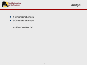 Arrays  1-Dimensional Arrays 2-Dimensional Arrays