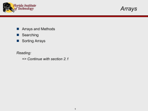 Arrays  Arrays and Methods Searching