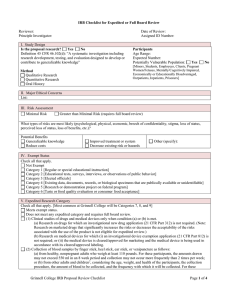 Reviewer: Date of Review: Principle Investigator: Assigned ID Number: