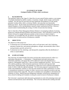 The headwater region of the Upper St. Johns River in... of wetlands dominated by shallow marshes, wet prairies, sloughs, shrub... STATEMENT OF WORK