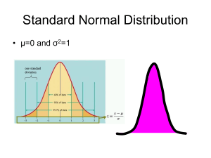 Standard Normal Distribution • μ=0 and σ =1 2