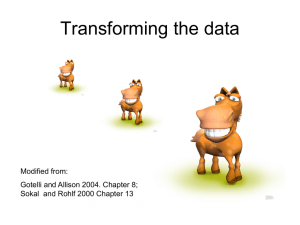 Transforming the data Modified from: Gotelli and Allison 2004. Chapter 8;