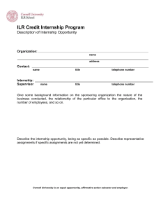 ILR Credit Internship Program Description of Internship Opportunity