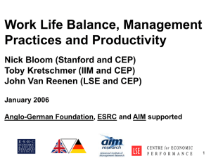 Work Life Balance, Management Practices and Productivity Nick Bloom (Stanford and CEP)