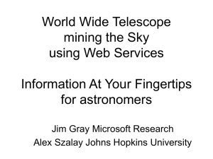 World Wide Telescope mining the Sky using Web Services Information At Your Fingertips