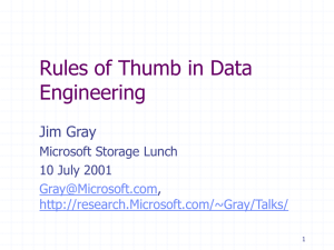 Rules of Thumb in Data Engineering Jim Gray Microsoft Storage Lunch