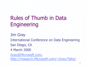 Rules of Thumb in Data Engineering Jim Gray International Conference on Data Engineering