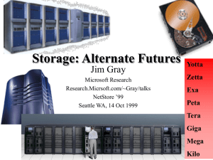 Storage: Alternate Futures Jim Gray Yotta Zetta