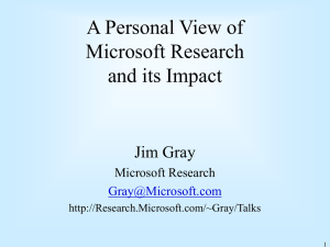 A Personal View of Microsoft Research and its Impact Jim Gray