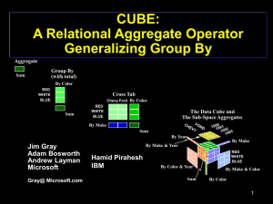 CUBE: A Relational Aggregate Operator Generalizing Group By Jim Gray