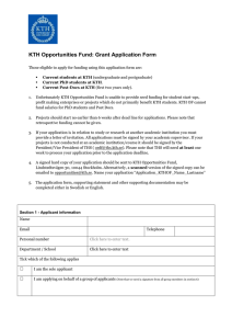 KTH Opportunities Fund: Grant Application Form