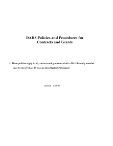Policies and Procedures for DAHS Contracts and Grants