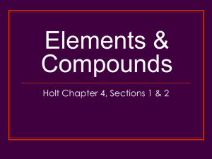 Elements &amp; Compounds Holt Chapter 4, Sections 1 &amp; 2