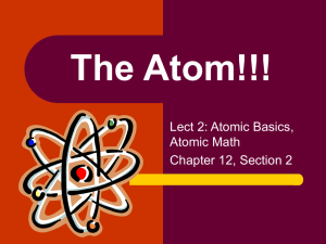 The Atom!!! Lect 2: Atomic Basics, Atomic Math Chapter 12, Section 2