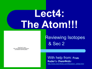 Lect4: The Atom!!! Reviewing Isotopes &amp; Sec 2