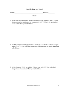 Specific Heat of a Metal