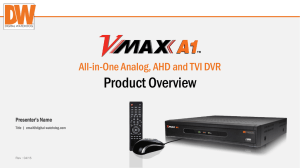 Product Overview All-in-One Analog, AHD and TVI DVR Presenter’s Name Title  |